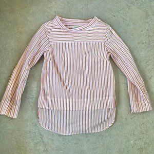 J. Crew Cotton Button Shoulder Stripe Top Blouse 2 XS